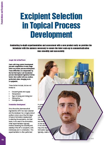 Article: Excipient Selection in Topical Process Development